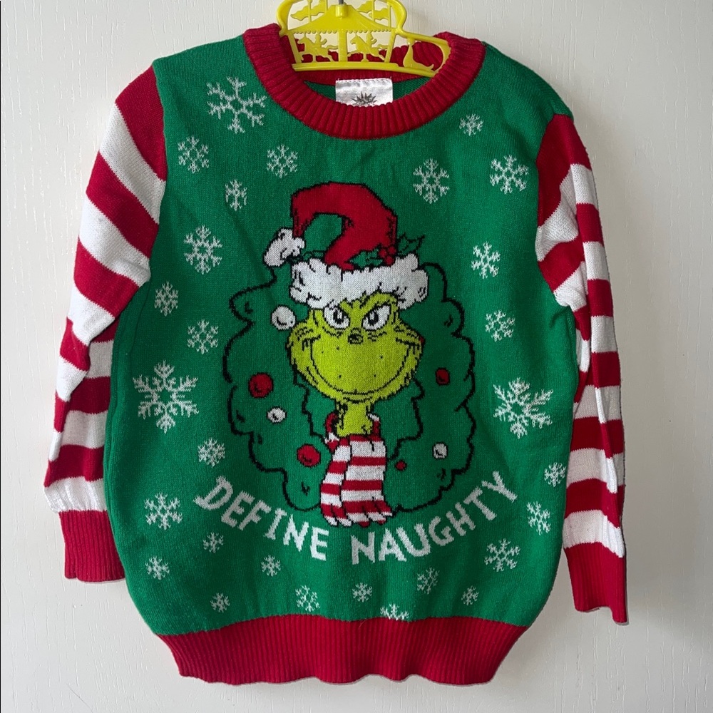 Jumping Beans Ugly Christmas Sweater Grinch Sz 2T Santa Photos